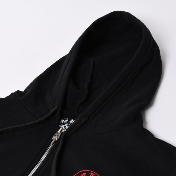 Very Good Condition CHROME HEARTS Zip Up Hoodie Parka Size L Cemetery Horseshoe Black Used 4a000677