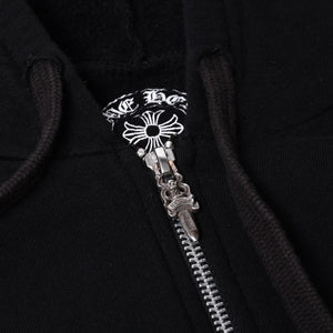 Very Good Condition CHROME HEARTS Zip Up Hoodie Parka Size L Cemetery Horseshoe Black Used 4a000677