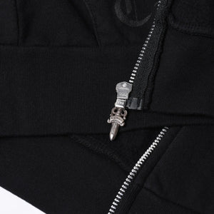 Very Good Condition CHROME HEARTS Zip Up Hoodie Parka Size L Cemetery Horseshoe Black Used 4a000677