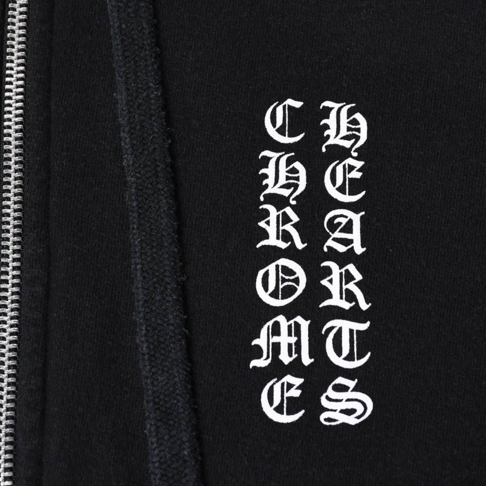 CHROME HEARTS クロムハーツ ジップアップフーディー パーカー サイズM セメタリー スクロールラベル ブラック 美品 中古 4a000676