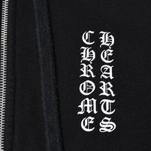 画像をギャラリービューアに読み込む, CHROME HEARTS クロムハーツ ジップアップフーディー パーカー サイズM セメタリー スクロールラベル ブラック 美品 中古 4a000676