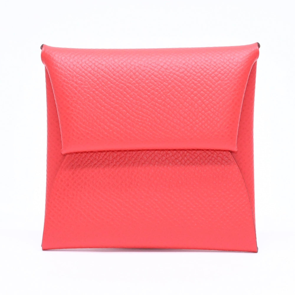 極美品 HERMES エルメス 財布 コインケース 小銭入れ バスティア L刻印 レッド シルバー金具 ヴォーエプソンレザー 中古 4a006768