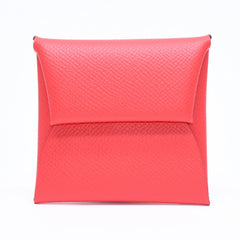 極美品 HERMES エルメス 財布 コインケース 小銭入れ バスティア L刻印 レッド シルバー金具 ヴォーエプソンレザー 中古 4a006768
