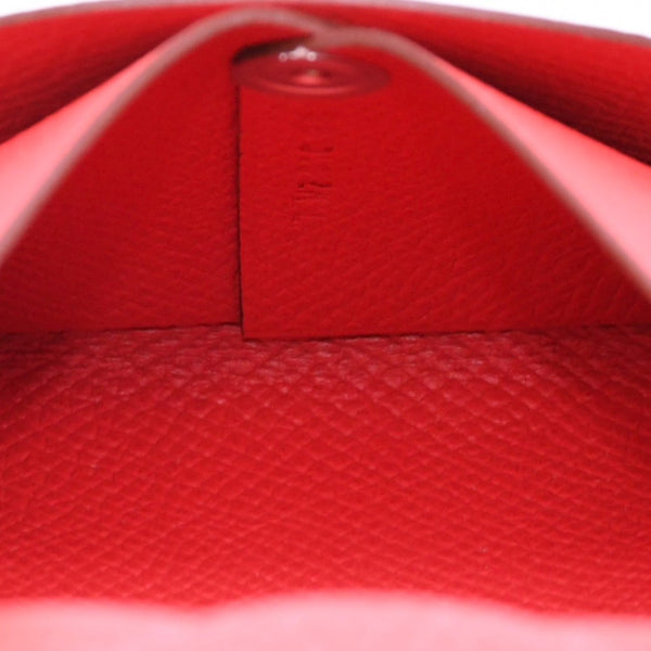 極美品 HERMES エルメス 財布 コインケース 小銭入れ バスティア L刻印 レッド シルバー金具 ヴォーエプソンレザー 中古 4a006768