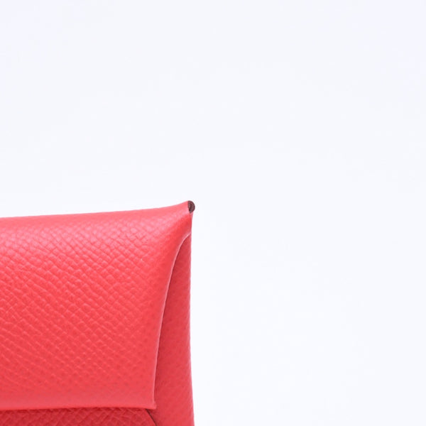 極美品 HERMES エルメス 財布 コインケース 小銭入れ バスティア L刻印 レッド シルバー金具 ヴォーエプソンレザー 中古 4a006768