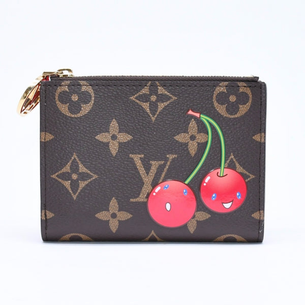 新品同様 LOUIS VUITTON ルイヴィトン LV × TM ポルトフォイユ リサ 二つ折り財布 コンパクトウォレット M13420 モノグラム チェリー 中古 4a006991