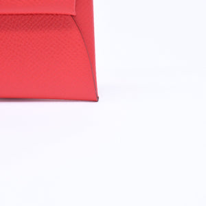 極美品 HERMES エルメス 財布 コインケース 小銭入れ バスティア L刻印 レッド シルバー金具 ヴォーエプソンレザー 中古 4a006768