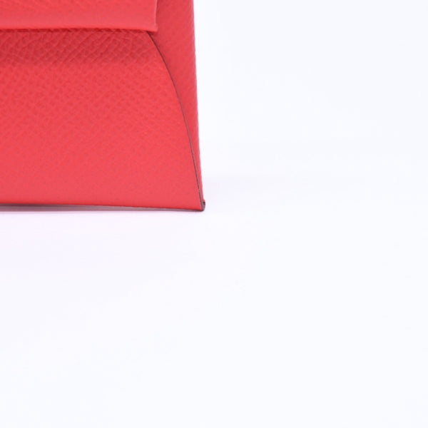 極美品 HERMES エルメス 財布 コインケース 小銭入れ バスティア L刻印 レッド シルバー金具 ヴォーエプソンレザー 中古 4a006768