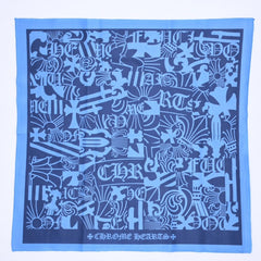 新品未使用 CHROME HEARTS クロムハーツ メガネ拭き アイウェアクロス ブルー ネイビー 総柄 中古 4a006739