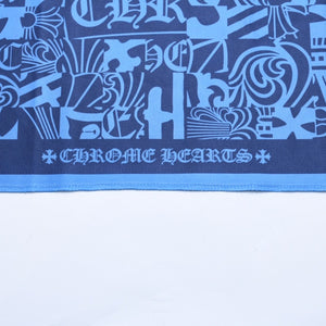 新品未使用 CHROME HEARTS クロムハーツ メガネ拭き アイウェアクロス ブルー ネイビー 総柄 中古 4a006739