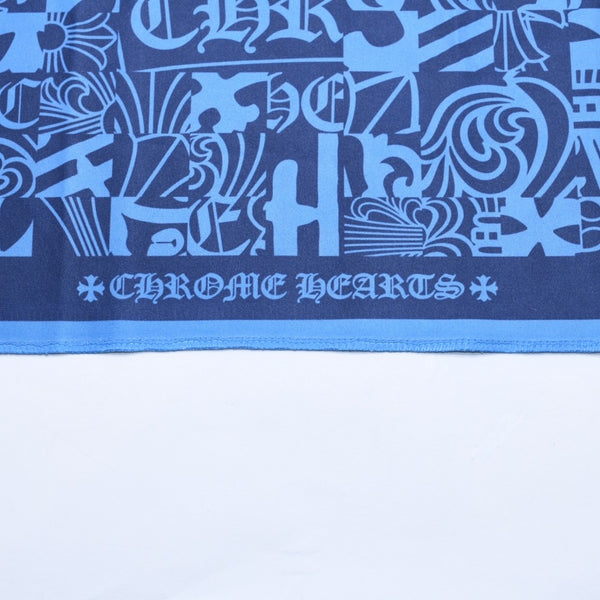 新品未使用 CHROME HEARTS クロムハーツ メガネ拭き アイウェアクロス ブルー ネイビー 総柄 中古 4a006739