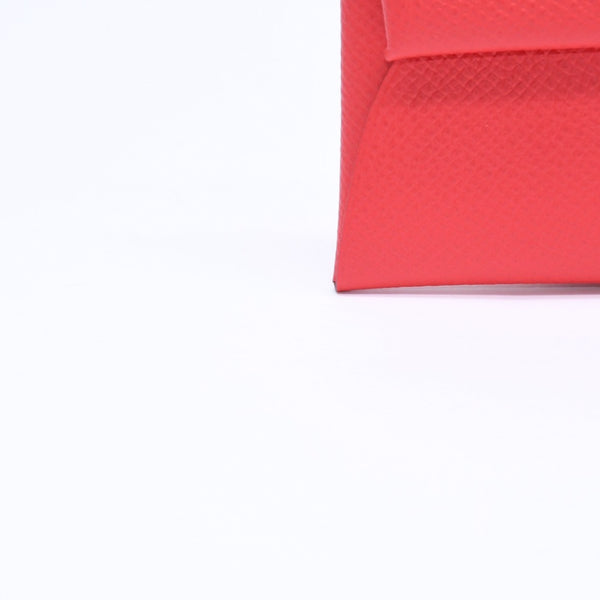 極美品 HERMES エルメス 財布 コインケース 小銭入れ バスティア L刻印 レッド シルバー金具 ヴォーエプソンレザー 中古 4a006768