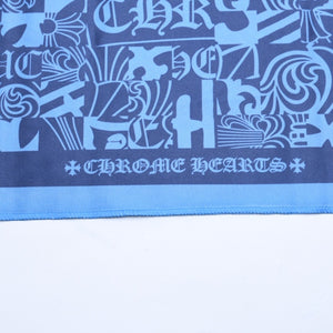 新品未使用 CHROME HEARTS クロムハーツ メガネ拭き アイウェアクロス ブルー ネイビー 総柄 中古 4a006739