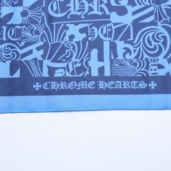 新品未使用 CHROME HEARTS クロムハーツ メガネ拭き アイウェアクロス ブルー ネイビー 総柄 中古 4a006739