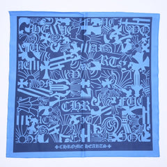 新品未使用 CHROME HEARTS クロムハーツ メガネ拭き アイウェアクロス ブルー ネイビー 総柄 中古 4a006738