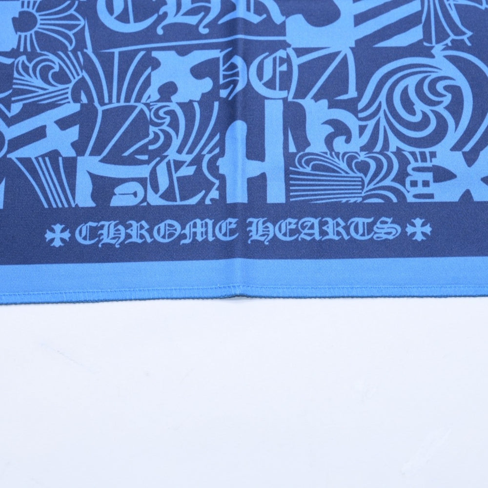 新品未使用 CHROME HEARTS クロムハーツ メガネ拭き アイウェアクロス ブルー ネイビー 総柄 中古 4a006738