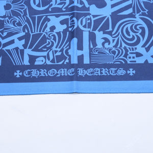 新品未使用 CHROME HEARTS クロムハーツ メガネ拭き アイウェアクロス ブルー ネイビー 総柄 中古 4a006738