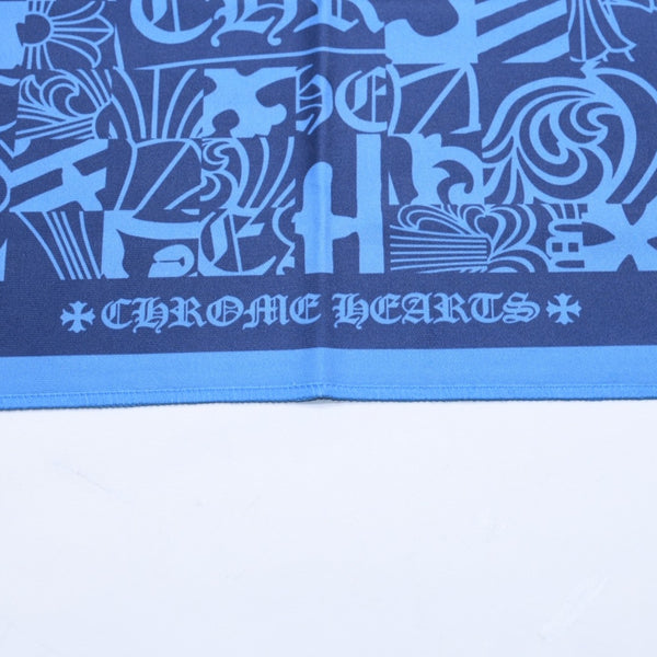 新品未使用 CHROME HEARTS クロムハーツ メガネ拭き アイウェアクロス ブルー ネイビー 総柄 中古 4a006738