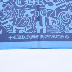 新品未使用 CHROME HEARTS クロムハーツ メガネ拭き アイウェアクロス ブルー ネイビー 総柄 中古 4a006738