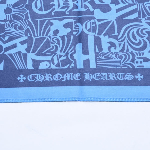 新品未使用 CHROME HEARTS クロムハーツ メガネ拭き アイウェアクロス ブルー ネイビー 総柄 中古 4a006738