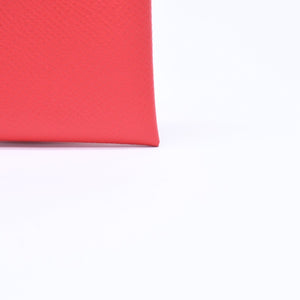 極美品 HERMES エルメス 財布 コインケース 小銭入れ バスティア L刻印 レッド シルバー金具 ヴォーエプソンレザー 中古 4a006768
