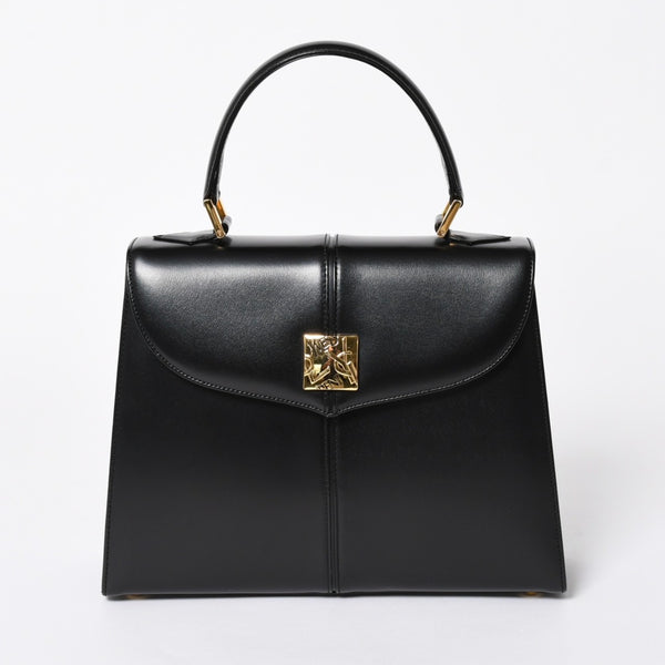 極美品 YVES SAINT LAURENT イヴ サンローラン ハンドバッグ 2WAYバッグ OS 3309 カーフレザー ブラック ゴールド金具 中古 4a006704