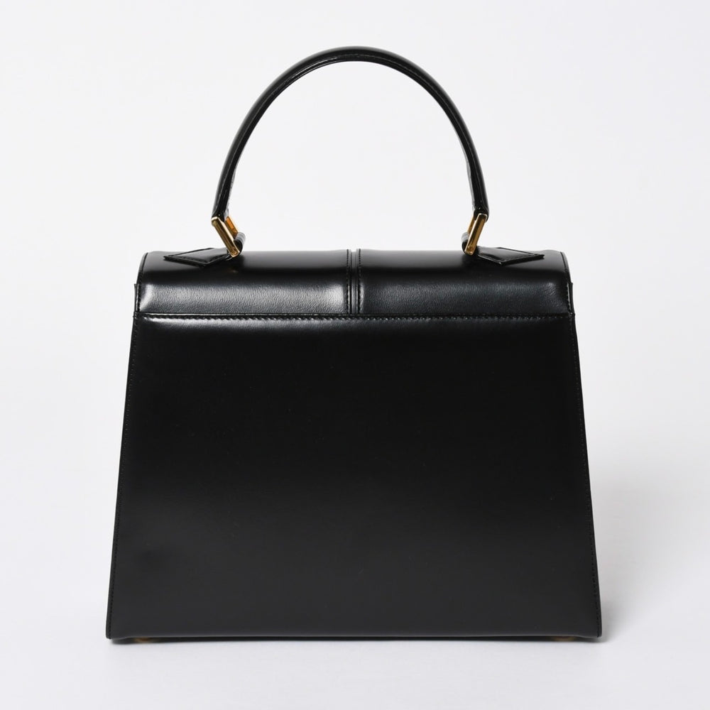極美品 YVES SAINT LAURENT イヴ サンローラン ハンドバッグ 2WAYバッグ OS 3309 カーフレザー ブラック ゴールド金具 中古 4a006704