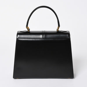 極美品 YVES SAINT LAURENT イヴ サンローラン ハンドバッグ 2WAYバッグ OS 3309 カーフレザー ブラック ゴールド金具 中古 4a006704