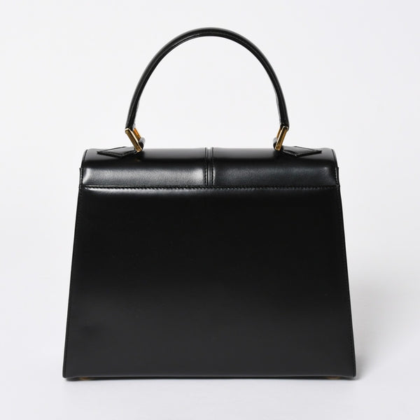 極美品 YVES SAINT LAURENT イヴ サンローラン ハンドバッグ 2WAYバッグ OS 3309 カーフレザー ブラック ゴールド金具 中古 4a006704