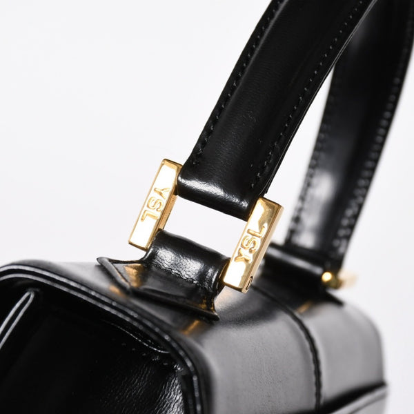 極美品 YVES SAINT LAURENT イヴ サンローラン ハンドバッグ 2WAYバッグ OS 3309 カーフレザー ブラック ゴールド金具 中古 4a006704