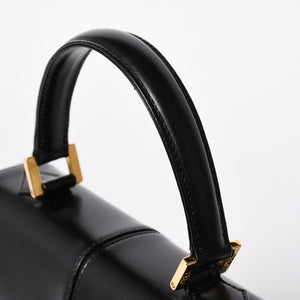 極美品 YVES SAINT LAURENT イヴ サンローラン ハンドバッグ 2WAYバッグ OS 3309 カーフレザー ブラック ゴールド金具 中古 4a006704