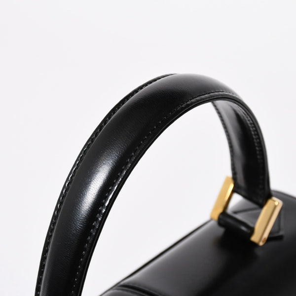 極美品 YVES SAINT LAURENT イヴ サンローラン ハンドバッグ 2WAYバッグ OS 3309 カーフレザー ブラック ゴールド金具 中古 4a006704