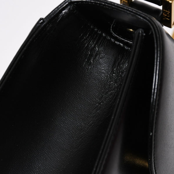 極美品 YVES SAINT LAURENT イヴ サンローラン ハンドバッグ 2WAYバッグ OS 3309 カーフレザー ブラック ゴールド金具 中古 4a006704