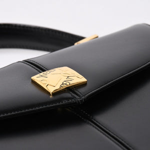 極美品 YVES SAINT LAURENT イヴ サンローラン ハンドバッグ 2WAYバッグ OS 3309 カーフレザー ブラック ゴールド金具 中古 4a006704