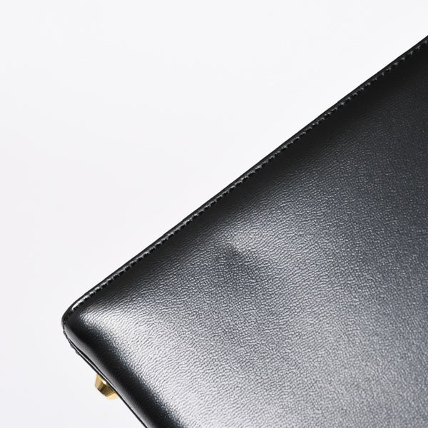 極美品 YVES SAINT LAURENT イヴ サンローラン ハンドバッグ 2WAYバッグ OS 3309 カーフレザー ブラック ゴールド金具 中古 4a006704