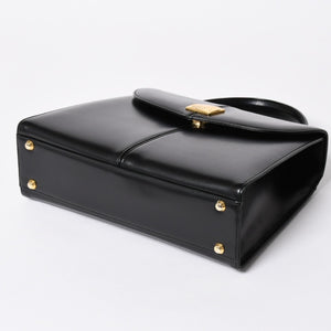 極美品 YVES SAINT LAURENT イヴ サンローラン ハンドバッグ 2WAYバッグ OS 3309 カーフレザー ブラック ゴールド金具 中古 4a006704