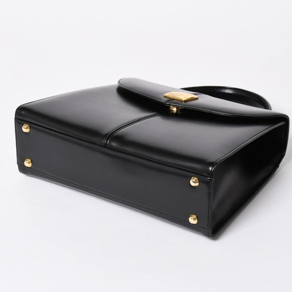 極美品 YVES SAINT LAURENT イヴ サンローラン ハンドバッグ 2WAYバッグ OS 3309 カーフレザー ブラック ゴールド金具 中古 4a006704
