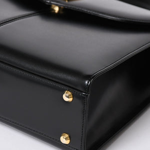 極美品 YVES SAINT LAURENT イヴ サンローラン ハンドバッグ 2WAYバッグ OS 3309 カーフレザー ブラック ゴールド金具 中古 4a006704