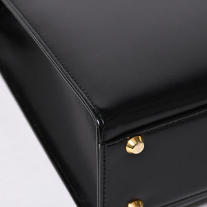 極美品 YVES SAINT LAURENT イヴ サンローラン ハンドバッグ 2WAYバッグ OS 3309 カーフレザー ブラック ゴールド金具 中古 4a006704