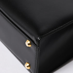 極美品 YVES SAINT LAURENT イヴ サンローラン ハンドバッグ 2WAYバッグ OS 3309 カーフレザー ブラック ゴールド金具 中古 4a006704