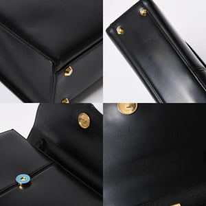 極美品 YVES SAINT LAURENT イヴ サンローラン ハンドバッグ 2WAYバッグ OS 3309 カーフレザー ブラック ゴールド金具 中古 4a006704