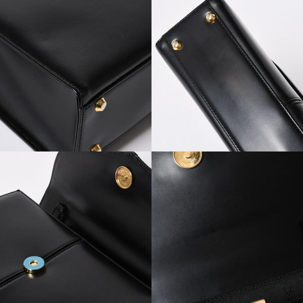 極美品 YVES SAINT LAURENT イヴ サンローラン ハンドバッグ 2WAYバッグ OS 3309 カーフレザー ブラック ゴールド金具 中古 4a006704