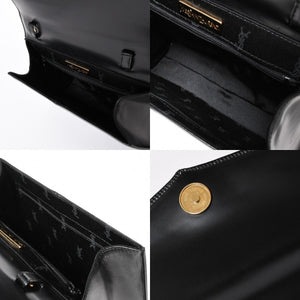 極美品 YVES SAINT LAURENT イヴ サンローラン ハンドバッグ 2WAYバッグ OS 3309 カーフレザー ブラック ゴールド金具 中古 4a006704