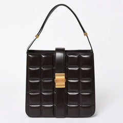 極美品 BOTTEGA VENETA ボッテガヴェネタ マリー レザー ショルダーハンドバッグ B08064014X ブラウン ダークブラウン ゴールド金具 中古 4a006591