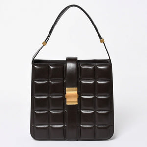 極美品 BOTTEGA VENETA ボッテガヴェネタ マリー レザー ショルダーハンドバッグ B08064014X ブラウン ダークブラウン ゴールド金具 中古 4a006591