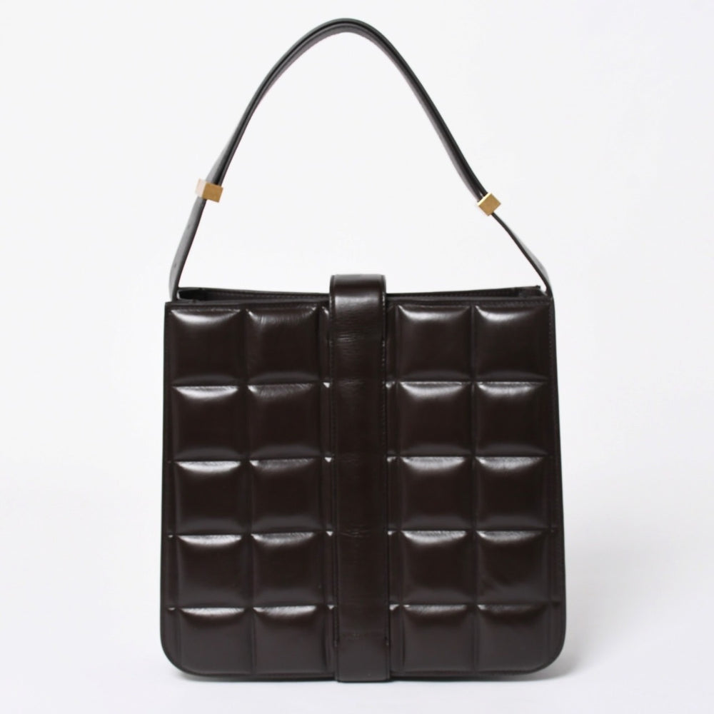 極美品 BOTTEGA VENETA ボッテガヴェネタ マリー レザー ショルダーハンドバッグ B08064014X ブラウン ダークブラウン ゴールド金具 中古 4a006591