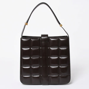 極美品 BOTTEGA VENETA ボッテガヴェネタ マリー レザー ショルダーハンドバッグ B08064014X ブラウン ダークブラウン ゴールド金具 中古 4a006591