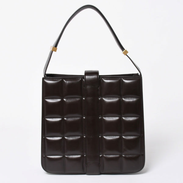 極美品 BOTTEGA VENETA ボッテガヴェネタ マリー レザー ショルダーハンドバッグ B08064014X ブラウン ダークブラウン ゴールド金具 中古 4a006591