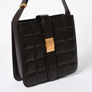 極美品 BOTTEGA VENETA ボッテガヴェネタ マリー レザー ショルダーハンドバッグ B08064014X ブラウン ダークブラウン ゴールド金具 中古 4a006591