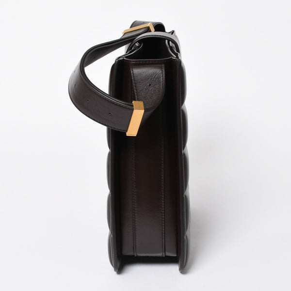 極美品 BOTTEGA VENETA ボッテガヴェネタ マリー レザー ショルダーハンドバッグ B08064014X ブラウン ダークブラウン ゴールド金具 中古 4a006591